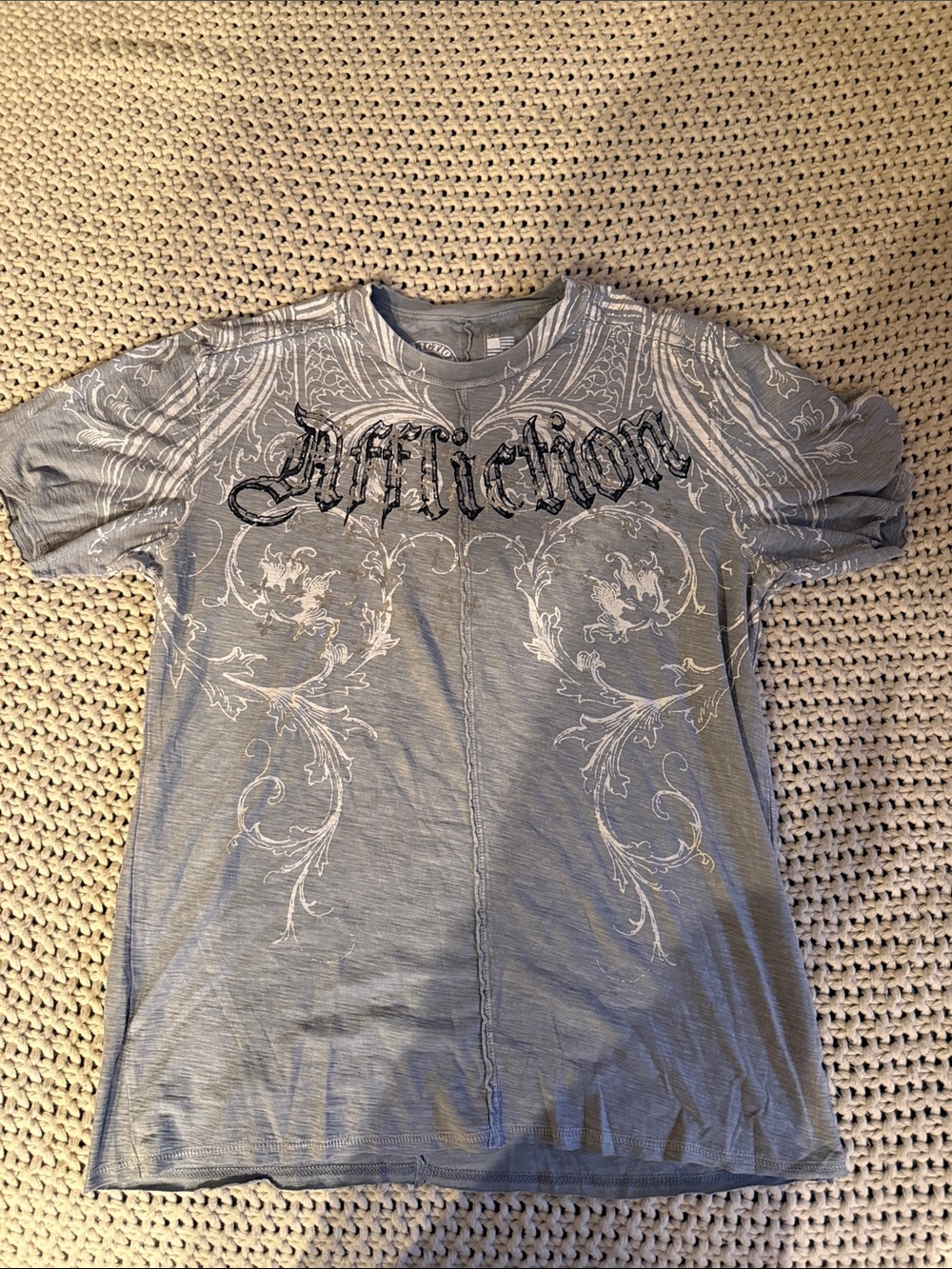 Affliction Gray Graphic Short Sleeve Crew Tee